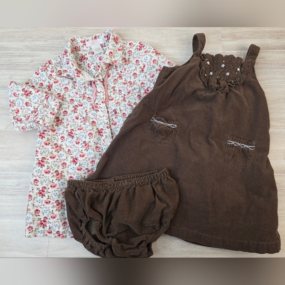 2 Janie and Jack Corduroy Dresses 6-12 Month